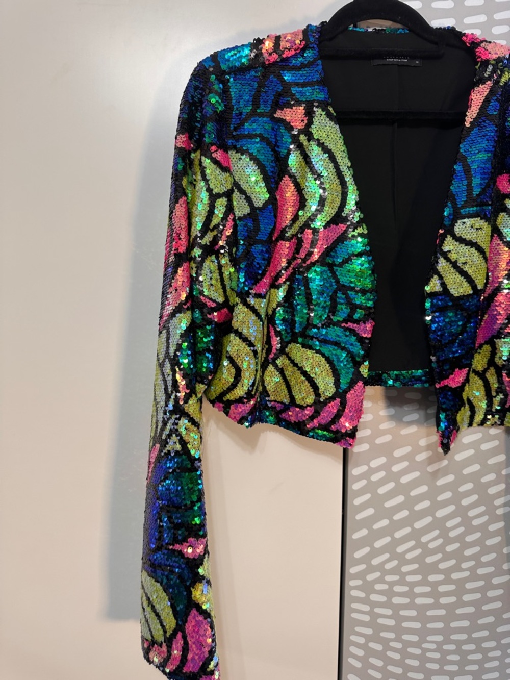 AKIRA Better to Love at Midnight Multicolor Sequin Cropped Blazer Size 1X - Picture 6 of 8